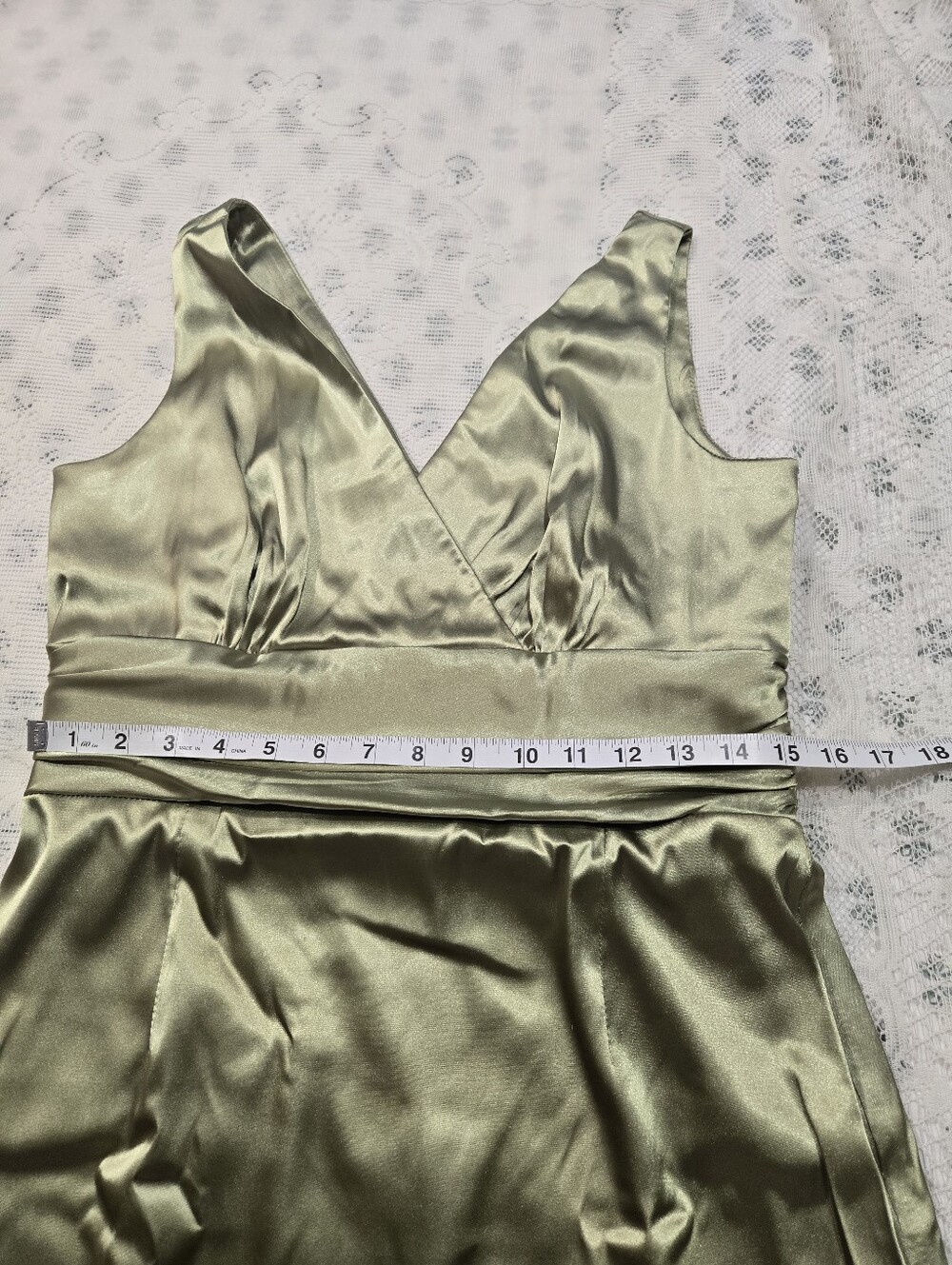 Eliza J New York Satin Midi Dress in Olive Green - Picture 9 of 10